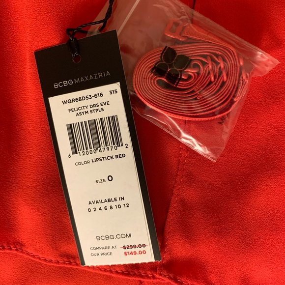 NWT BCBGMaxAzria Felicity popover gown - red - Picture 5 of 8